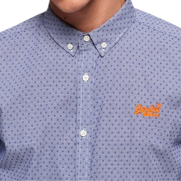 Superdry Men's Premium Button Down Shirt In Constellation Blue Size Medium - Picture 2 of 9
